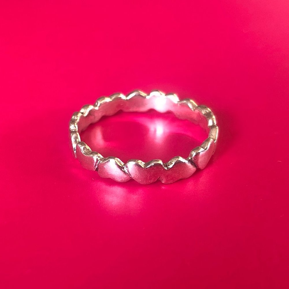 Sterling Silver Hearts Beach Ring